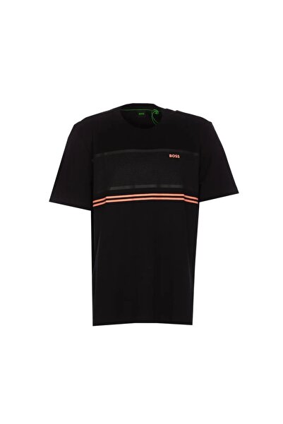 BOSS Erkek regular fit Kısa Kollu Düz Bisiklet Yaka Siyah T-Shirt 50513021-001