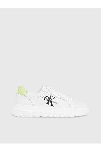 Calvin Klein Kadın Marka Logolu Bağcıklı Kaydırmaz Tabanlı Günlük Beyaz Sneaker Yw0yw00823-02u