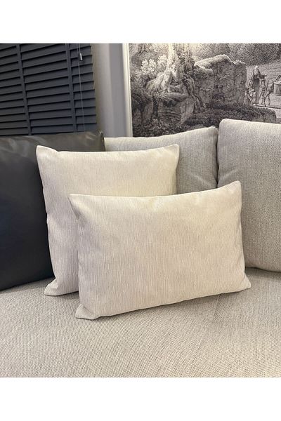 Decamor home Ecru Throw Pillow Cover - Gold Detailed