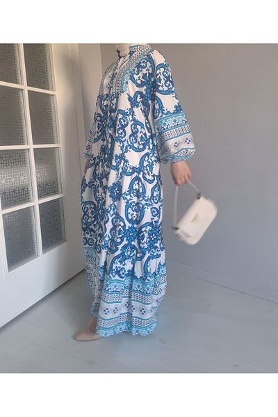 Polo 100% Cotton Viscose Patterned Hijab Dress
