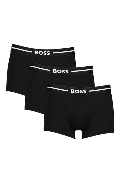BOSS Erkek Desenli Marka Logolu Beli Lastikli Siyah Boxer 50510687-001