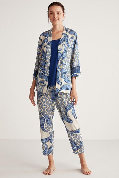 Catherine's Navy Blue 3-Piece Women's Pajama Set - C0T2N5O2