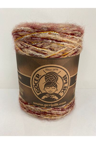 göçer 300gr Μαλλί Ακρυλικό Βουργουνδίας Βιζόν Moher Mustard Ακρυλικό Οπτικό Δίχτυ