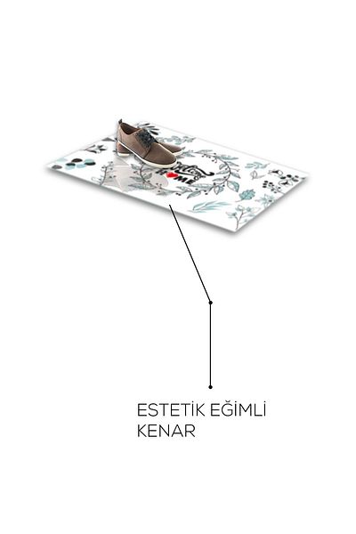 Decorita Non-Slip Glass Mat - Soft Flower Pattern, 45cm x 70cm, Welcome Home