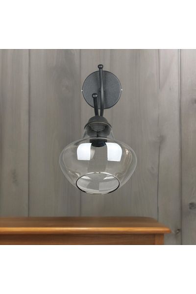 Fer Avize Black Smoked Glass Sıla Sconce - Modern Design for Cafe, Kitchen, Bedroom and Hall Wall