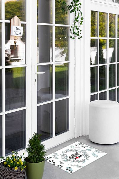 Decorita Welcome Home - Αντιολισθητικό γυάλινο χαλάκι με μαλακό σχέδιο λουλουδιών, 40cm x 60cm