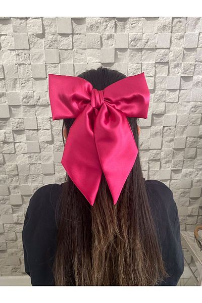 Demeter Collection women's fuchsia pink large xxl satin bow clip buckle