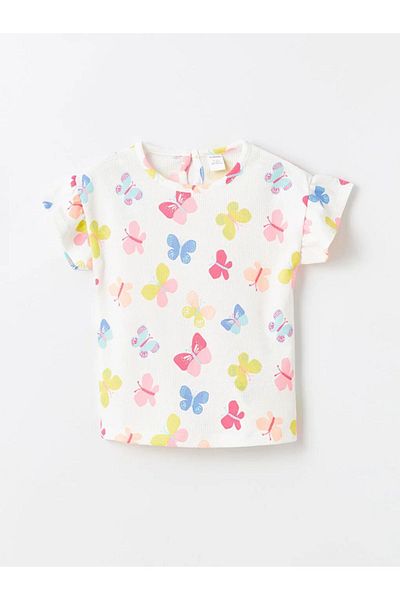 LC Waikiki LCW baby Crew Neck Short Sleeve Baby Girl Blouse and Shorts 2 Pieces Set