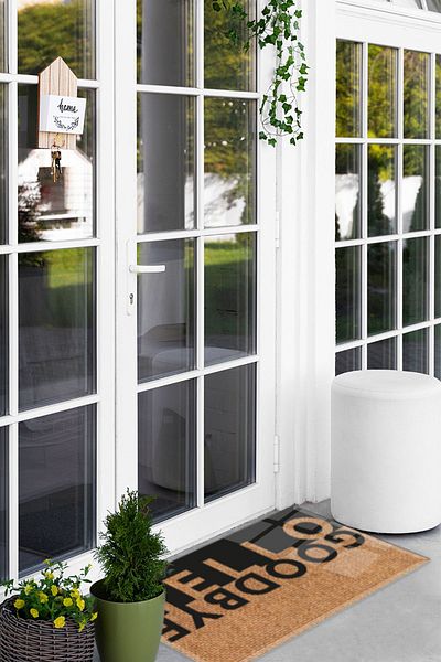 Decorita Hello Goodbye Straw Patterned Anti-Slip Glass Mat - 50cm x 90cm