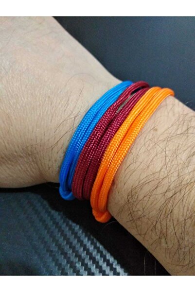 PARACORD DÜNYASI 3'lü Bordo Mavi Kalın Ip Bileklik 4mm Paraşüt Ipi