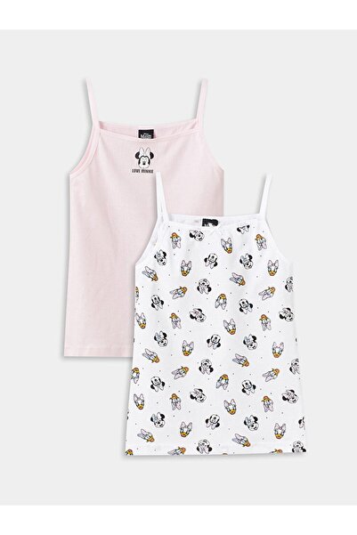 LC Waikiki Kare Yaka Minnie Mouse Baskılı Kız Çocuk Atlet 2'li