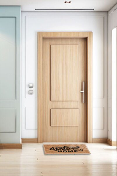 Decorita Cam Kapı Önü Paspası | Kaydırmaz Cam Paspas | Welcome Home - Hasır Desen | 45cm x 70cm