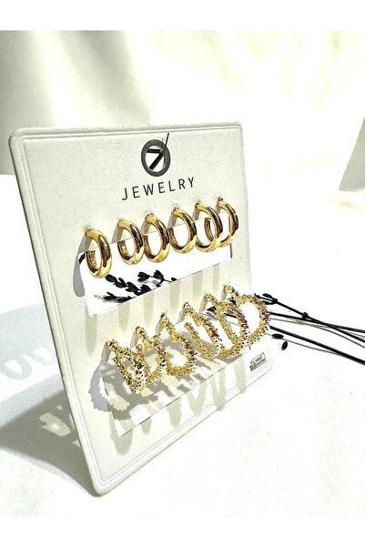 Perry Accesories 12li set   kadın halka küpe ve  tırtıklı kalp küpe detaylı k...