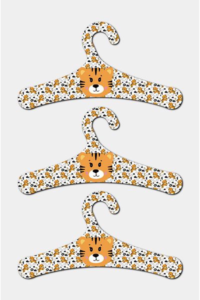 kutuTR Wooden Children's Hanger 18 Pieces Hangers with Tiger Pattern