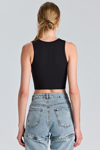 boutiquen 2734 Asymmetric Cut Black Blouse