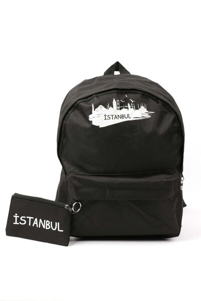 eklesepete Siyah Unisex Su Geçirmez Günlük Sırt Çantası 40x47 cm