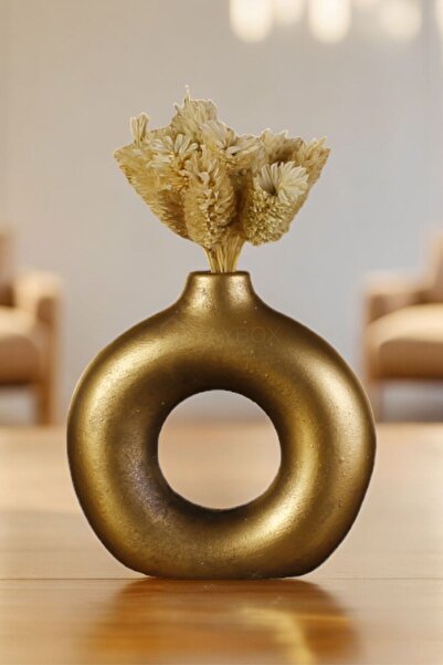 YAYBOX Dekoratif Vazo El Yapımı Altın Eskitme Renk Model 23