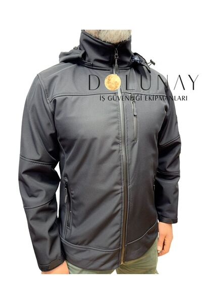 Dolunay İş Elbiseleri Palton negru Softshell impermeabil pentru exterior