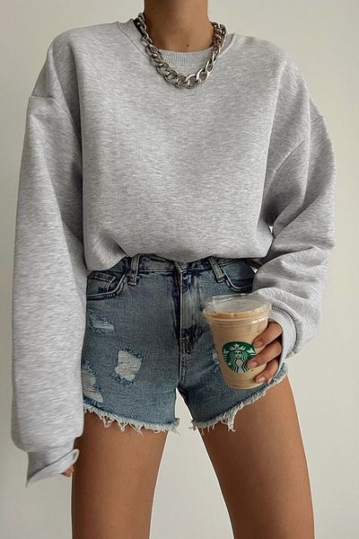 NO 601 Sweat Grimelange pentru damă - Gât crew, fără glugă cu 2 fire