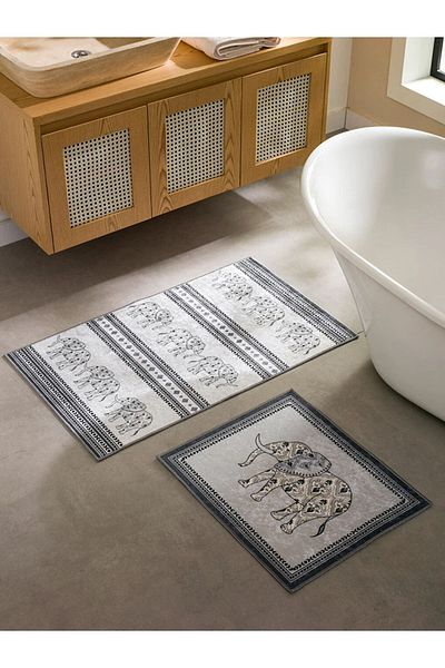 LC Waikiki LCW HOME Elephant Printed Bath Mat 2 Pieces