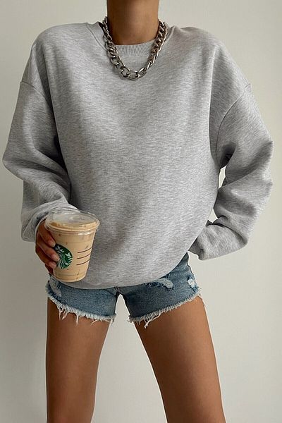 NO 601 Sweat Grimelange pentru damă - Gât crew, fără glugă cu 2 fire