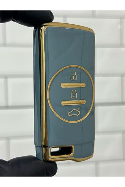 GMA KEYS Lux Chery Tiggo 7 Pro 3 Button Smart Nano Key Case Gray Gold Gold Color 1st Quality