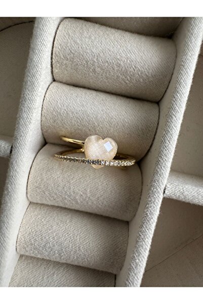 ringbox Gold Renkli Çapraz Kalp Yüzük