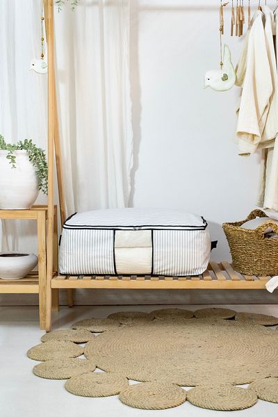Morlay Mega Size Pickered Storage Base - Pillow Pique Sweater Blanket, 63X43X32 cm