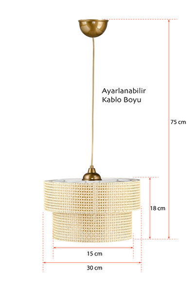 EvLight Modern Doğal Hazeran Rattan 2 Katlı Sarkıt Avize