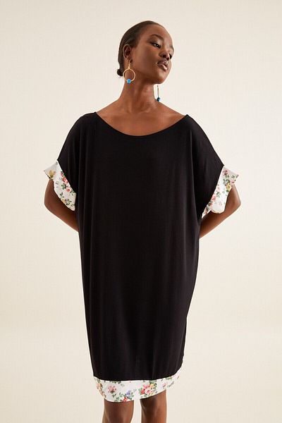 Quincey Γυναικείο μαύρο ρόμπα oversize