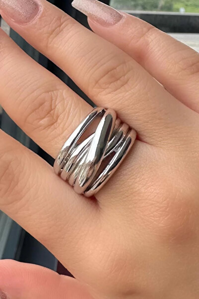 PSGT Ayarlanabilir Yüzük Minimalist Üçlü Sıra Çapraz Yüzük