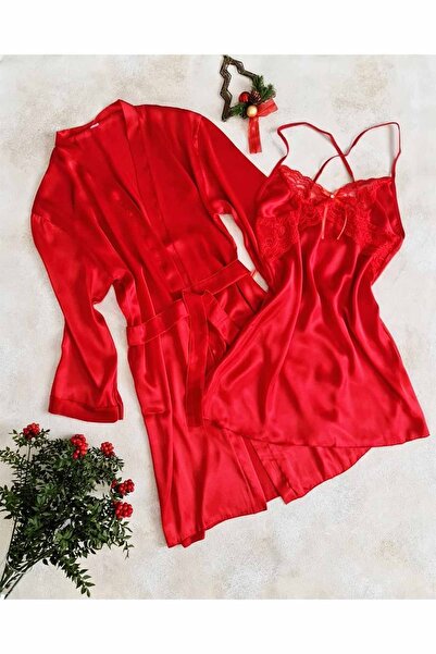 Çeyize dair herşey Kırmızı saten 6 lı çeyiz seti 6571