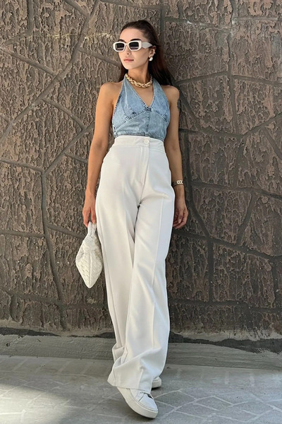 Livik Γυναικείο υφασμάτινο παντελόνι Daphne Lycra Palazzo Model