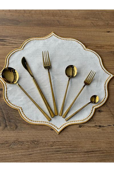 Meri Ev Gereçleri TITANIUM GOLD 36 PIECES 6 PERSON FORK SPOON KNIFE SET