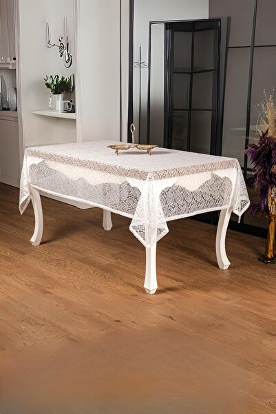 Finezza Şal Lüx Raşel Dantel Krem Masa Örtüsü 155x220 Cm - 1292