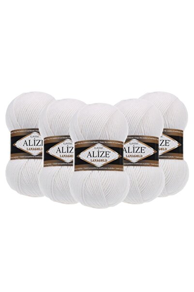 Alize 5 bucăți de fire de tricotat manual Alize Lanagold - 55 alb