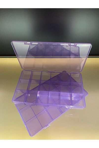 Bayev Lilac 2 Pieces 18 Compartment Jeweler's Buckle Ring Storage Container - Organizer with Transparent Lid