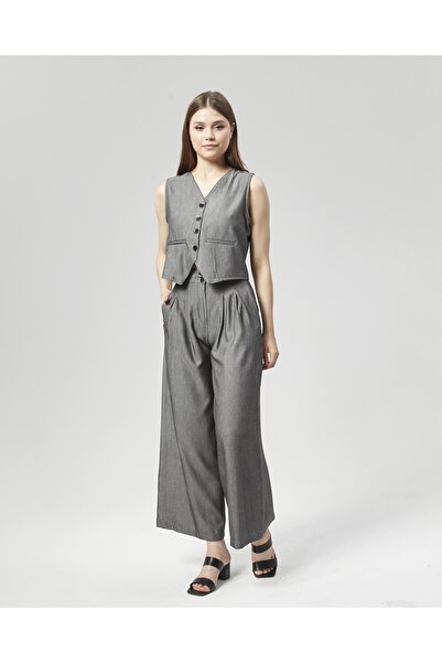 Nuseel Anthracite New Season Palazzo Trousers and Vest Set
