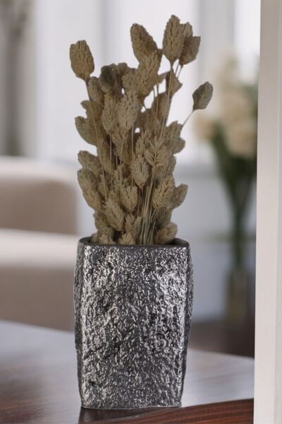 YAYBOX Dekoratif Vazo El Yapımı Gümüş Eskitme Renk Model 40