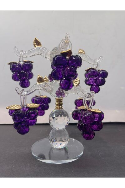 Decorative Crystal Glass Eight Bunches Grape Purple