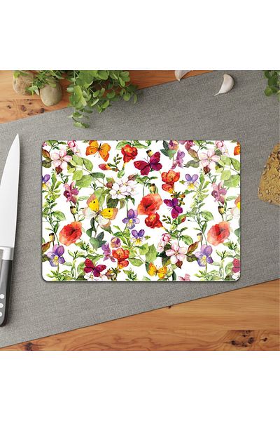DreamHomes 25*35 Glass Cutting Board - Flower Garden