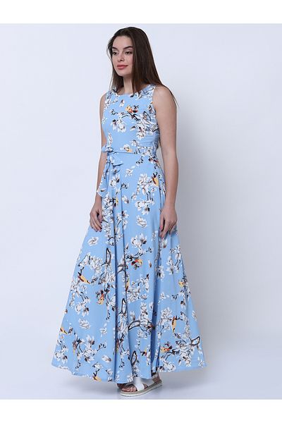 Tokyo Talkies By Styli Floral Print Sleeveless A-Line Maxi Dress