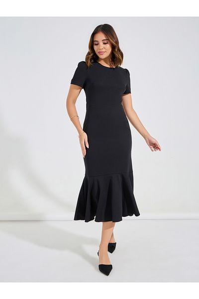 Luxewave By Styli Solid Mermaid Fit Midi Dress