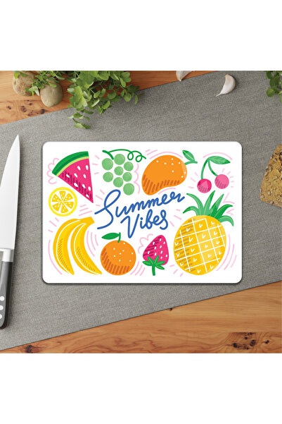 DreamHomes لوح تقطيع زجاجي 25*35 - فواكه صيفية