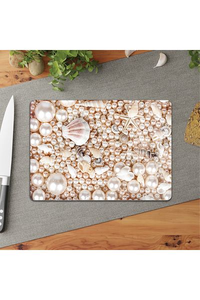 DreamHomes 25*35 GLASS CUTTING BOARD - SHELLS