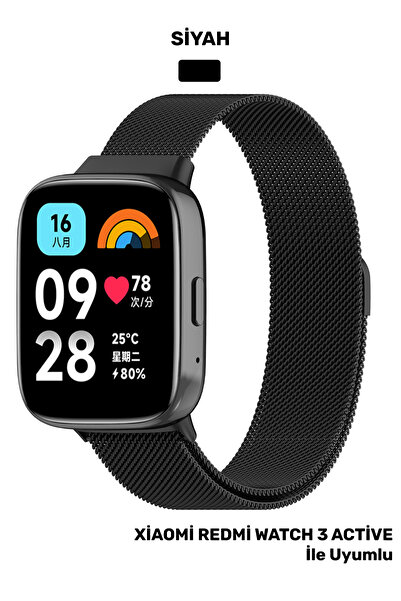 CONOCER Xiaomi Redmi Watch 3 Active Uyumlu Metal Hasır Örgü Mıknatıslı Ayarla...