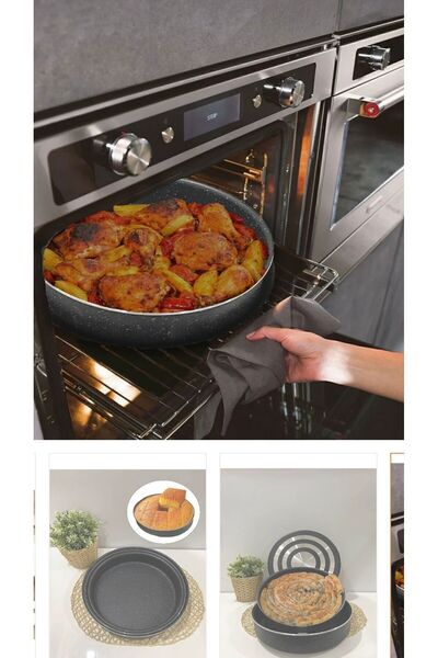 LeesHome Granite 3-Piece Oven Tray Set - 30-32-34 Cm