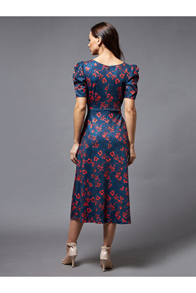 Miss Chase By Styli Floral Print Pocket Detail Wrap Midi Dress