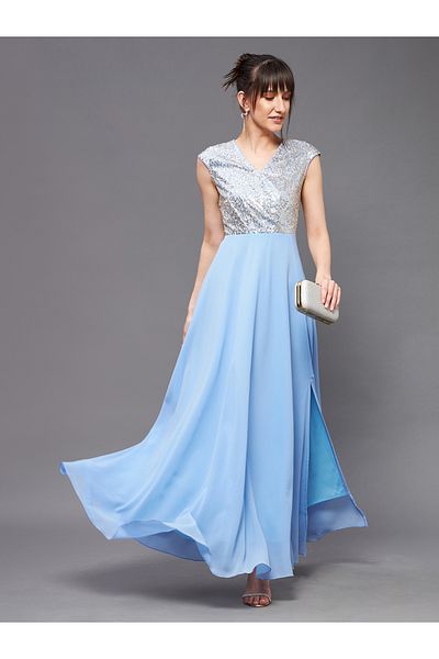 Miss Chase By Styli Embellished Maxi Dress with Side Slit