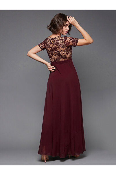 Miss Chase By Styli Lace Detailed High Neck Maxi Dress